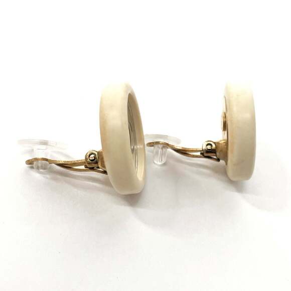 CHANEL White Logo Earrings